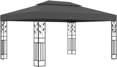 Tuinpaviljoen Dubbel Dak - Ontvangstent Feesttent - Buitenfeesten Organiseren - Robuust Staal Frame - 3 x 4 Meter - Antraciet
