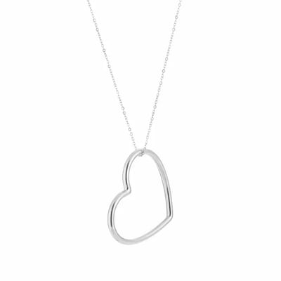 Bijoutheek Collier Open Hart Groot Zilverkleurig