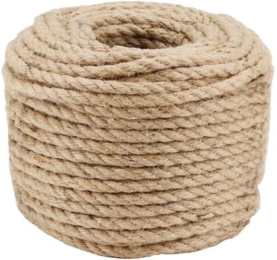 Dailygoody - Jute Touw - Sterk Henneptouw - 50 Meter - Tuinieren - 4-laags Natuurlijk Touw - Geschikt voor Kamperen - Kleur: Bruin