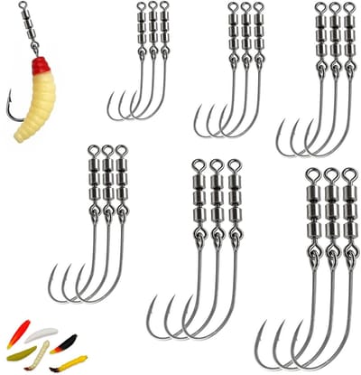 Dailygoods - 18 stuks Rotate Fishing Rig Hooks voor zeevissen en zoetwatervissen (3 maten)