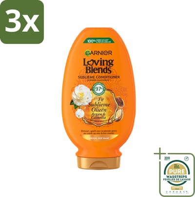 3 x Garnier Loving Blends Argan- en Cameliaolie Conditioner 250 ml - Grootverpakking - Droog Haar - Dof Haar - Voeding Haar - Glans Haar - Arganolie