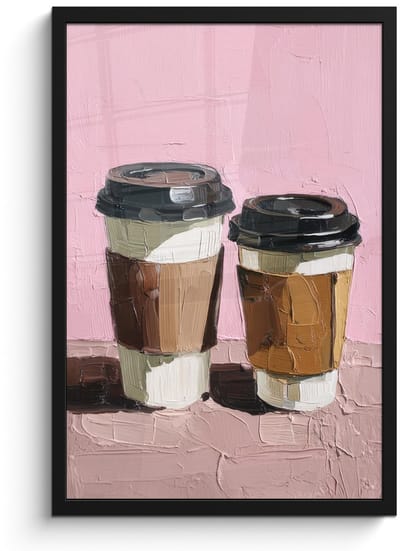 Poster in lijst - Fotolijst 40x60 cm - Posters - Koffiebekers - Deksel - Verf - Textuur - Posterlijst zwart - Decoratie - Wanddecoratie woonkamer - Muurdecoratie slaapkamer