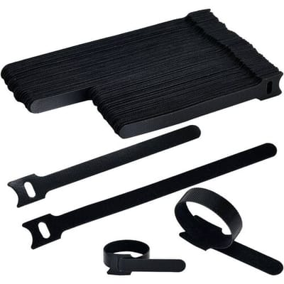 TRU COMPONENTS T24CA059 Klittenband kabelbinder Om te bundelen Haak- en lusdeel (l x b) 150, 200 mm, mm x 12 mm Zwart 100 stuk(s)