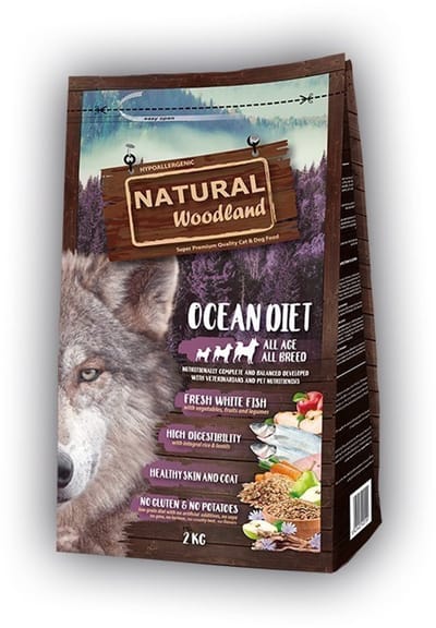 Hondenvoer Natural Woodland - Glutenvrij Ocean Diet met Witvis en Tonijn - 2kg Hypoallergeen