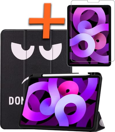 Hoesje - Geschikt voor Apple iPad Air 6 (2024) - 11 inch - 6e Generatie - M2 - Met Screenprotector - Trifold Bookcase - Hard Cover Case - Met Uitsparing Geschikt voor Apple Pencil - Hardcover Book - Tablet Hoes - Don't Touch Me