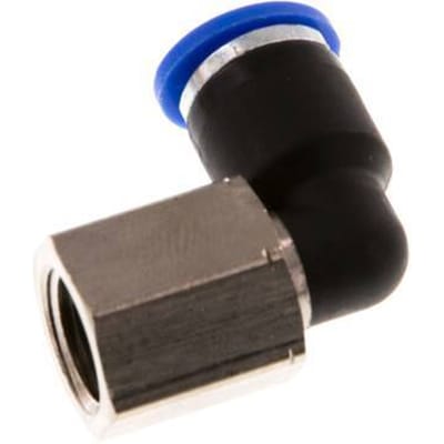 6mm x G1/8'' 90 graden L-verbinding Messing/PA 66 Insteekfitting Binnendraad Draaibaar NBR [2 Stuks]