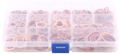 Shopcentral - Copper Washers - Assortiment van 280 Stuks - 12 Maten - Geschikt voor Schroeven en Bouten - Koper - Vibration Reduction - Universeel Toep...