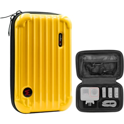 aMagisn AC03 Sportcamera Tas Draagbare Opbergtas voor Camera met Semi-open Ontwerp Afneembaar geel