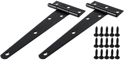 Dailygoods- T-scharnier 150 mm - 2 stuks - zwart gejapanseerd - metalen scharnieren - roestwerende coating - ideaal voor buitengebruik - Deurscharnier