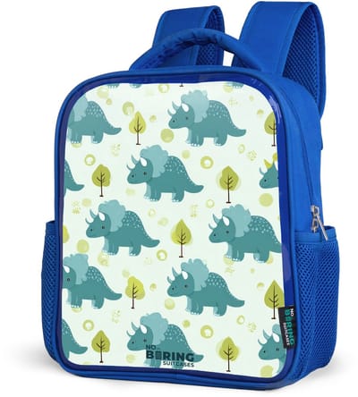 NoBoringSuitcases.com® - Rugzak blauw - Schooltas jongens - Triceratopsen tussen boompjes - Kinder rugtas jongen - Boekentas kind - Kinderrugzak voor school - Schoolrugzak