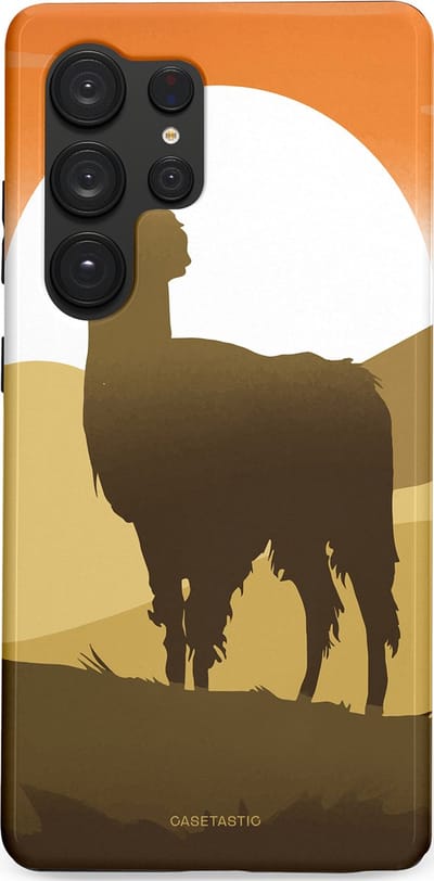 Casetastic Hoesje Geschikt voor Samsung S25 Ultra - Stijlvolle Beschermende Duo-layer Case - Silhouet Alpaca