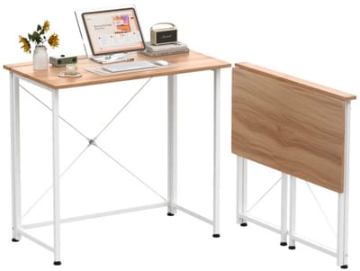 Dailygoods Draagbaar opklapbaar bureau met wielen, opklapbaar bureau van 80×45 cm met opbergruimte, computerbureaus voor