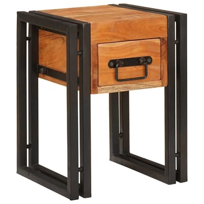 vidaXL - Bijzettafel - Bruin - en - Zwart - 30 - x - 30 - x - 40 - cm - Massief - Acacia - Hout