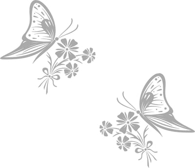 Raam - muur sticker decoratieve vlinder met bloem - wall art