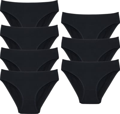 Vanilla - Ondergoed dames, Dames slip, Lingerie, Slips - 7 stuks - Egyptisch katoen - Zwart - XL