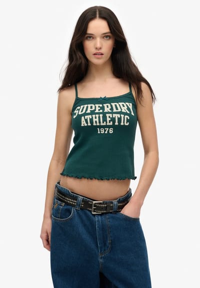 Superdry - Athletic Essentials ajour camitop met print - Dames - Vesten