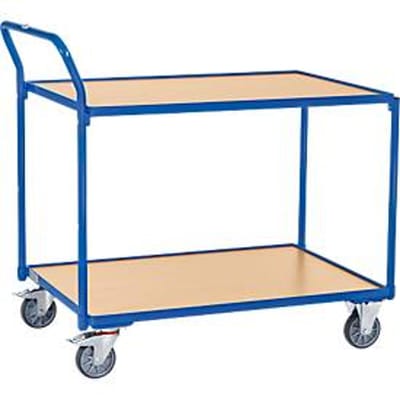 Fetra Etagewagen met 2 etages, L 1000 x B 700 mm, draagvermogen 300 kg, briljantblauw RAL 5007