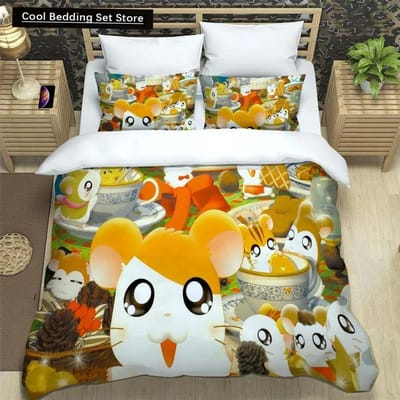 3D Printen Cartoon Lieflijk Hamtaro Beddengoed Set Dekbedovertrek Kussenset Verjaardagscadeau Kinderen dekbedovertrek Beddengoed Hometextiel 70x133cm 2pcs