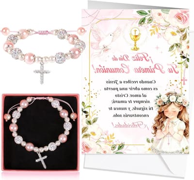 Dailygoods- Communiekaart voor meisjes - Wenskaart - Eerste Communie - Geschenken - Verjaardagswenskaarten - Wenskaarten set - Antislip afwerking