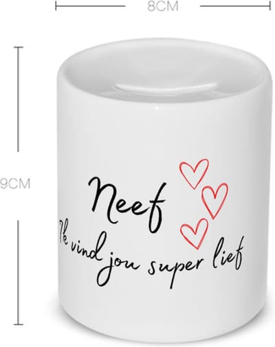 Akyol - neef ik vind jou super lief Spaarpot - Neef - de liefste neef - verjaardag - cadeautje voor neef - neef artikelen - kado - geschenk - 350 ML inhoud