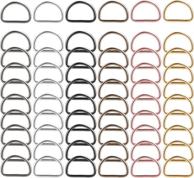 60 Stuks D-vormige Metalen Ringen en Clips in Diverse Kleuren voor Sleutelhangers, Portemonnees en Hondenriemen, 25mm