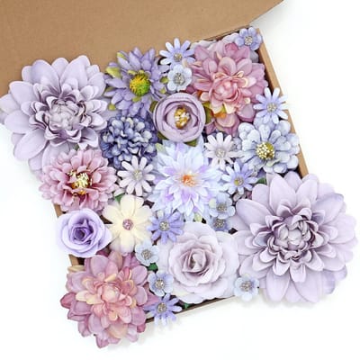 Dailygoods- Kunstmatige Bloemhoofden 48 Stuks - Nepbloemen Taartdecoratie - Kunstbloemen voor Bruiloft - DIY Haaraccessoire - Veelkleurige Bloemhoofdjes - Levensecht en Zacht