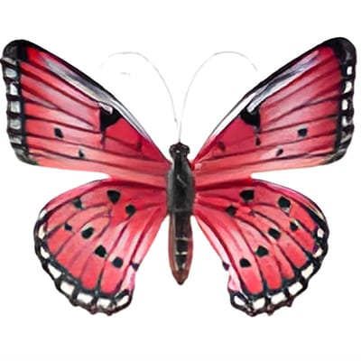 Pro Garden Wanddecoratie vlinder - roze - 34 x 28cm - metaal - muurdecoratie / schutting / tuin