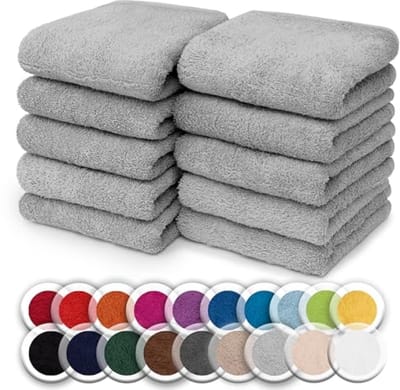Set van 10 vierkante badstofdoeken - Zachte en absorberende katoenen washandjes - 30x30 cm