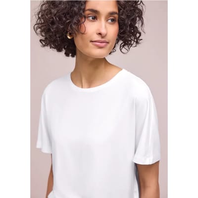 Shirt met ronde hals in effen kleur