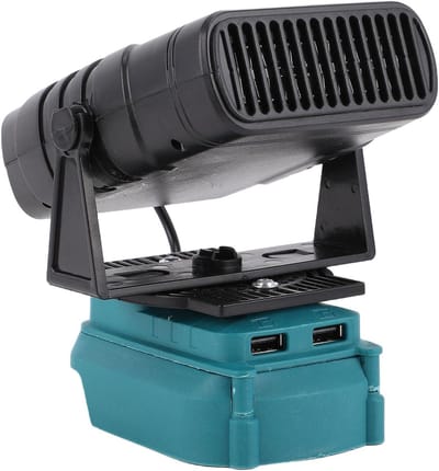 SnelShoppen - Kleine Ruimteverwarming, 200 W, 2 Snelheden, Temperatuurinstellingen, Accu Gevoede Verwarming, 2 USB Stille Autoruitverwarming voor 18 V
