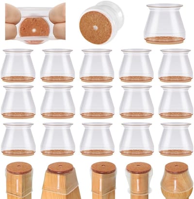 Stoelpoot hoesjes-stoelpoothoezen-stoelpootdoppen rond-Een set van 20 middelgrote stoelpootbeschermers - vilten dopjes geschikt voor houten laminaat- en tegelvloeren - kleine stoelpootbeschermers - transparant - diameter 2,2-2,8 cm