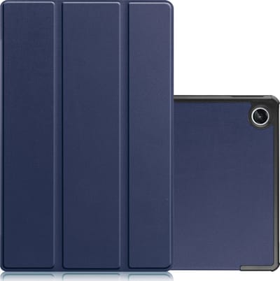 Hoes - Geschikt voor Lenovo Tab M10 Plus (3e / 3rd Generatie) - Dun & Stevig - Trifold Bookcase - Hard Cover - Hardcover Book Case - Tablet Hoesje - Donkerblauw
