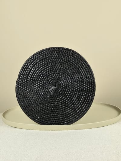 Blitzdeco - Rotan Placemat - Cooper - Handgevlochten - Zwart - Modern Industrieel