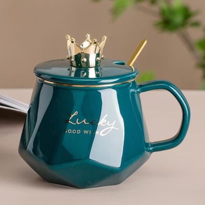 Mok met Deksel Stel Kantoor Mannen en Vrouwen Huishouden Koffie Thee Kop Waterbeker Schattige Keramische Keramische Beker Cadeau 400ml