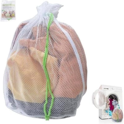Waszak - Wasknijper net - Bescherming kleding - Sluit met koordklem - 25x44 cm - Grijs