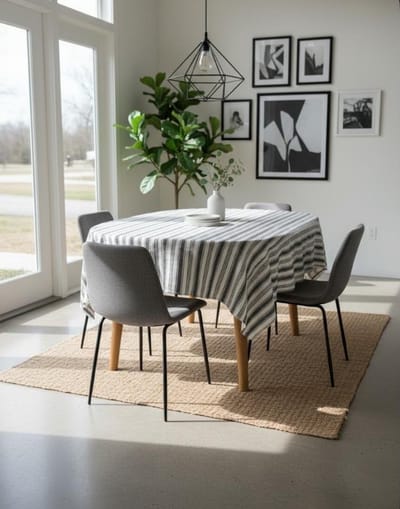 Tafelkleed New York - 140x140 cm – Katoen – Stijlvolle Strepen – Antraciet – Tijdloos & Praktisch