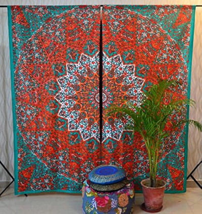 Jaipur Star Mandala gordijn Boho venster behandeling Set deur opknoping Drape balkon kamer Bohemian Decor gordijn Boho Set van 2-82 x 40 inch per stuk
