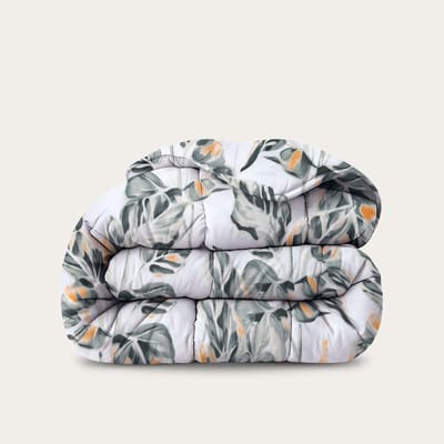 HappyBed Dekbed zonder overtrek 140x220 - Wasbaar Dekbed - Bedrukt dekbed zonder hoes - Hoesloos Dekbed - Eenpersoonsdekbed - Jungle Plants