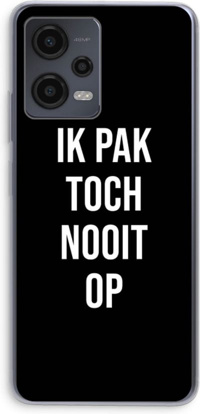 Case Company® - Hoesje geschikt voor Xiaomi Redmi Note 12 hoesje - Ik pak nooit op - Zwart - Soft Cover Telefoonhoesje - Bescherming aan alle Kanten en Schermrand