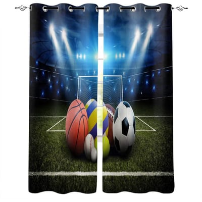 Amerikaanse Rugby Serie Dunne Zonwering Gordijnen Zoals Rugby Jongens Slaapkamer Decoratie Gordijnen Digitaal Printen Aangepaste Stijl 100W130H(CM)40x51in&Grommet Top