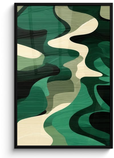 Poster in lijst - Fotolijst 80x120 cm - Posters - Abstract - Camouflage - Groen - Posterlijst zwart - Decoratie - Wanddecoratie woonkamer - Muurdecoratie slaapkamer