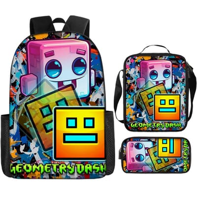 Geometry Dash Anime 3 Stuks/Set Rugzak Student School Schoudertas Kinderen Schattige Reisrugzak Kinder Verjaardagscadeau