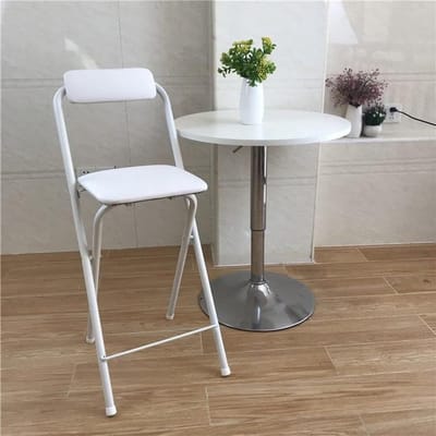 Opvouwbare Barstoel - Klapkruk met rugleuning - Keuken ontbijt - Ruimtebesparend ontwerp - 60cm zithoogte - Wit