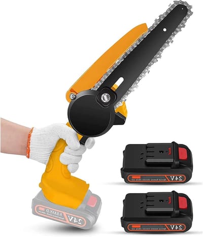 Mini Kettingzaag - Draagbare Zaag - Tuinonderhoud Snoeien - Krachtige Motor - 6 Inch - Geel
