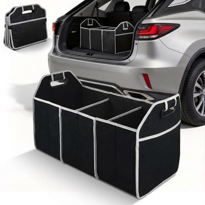 Auto Kofferbak Organizer 53L Opvouwbaar – Multi-Compartment Auto Opbergbox met Verdelers – Opvouwbare Kofferbak Organizer voor Auto, SUV en Thuisgebruik – Zwart