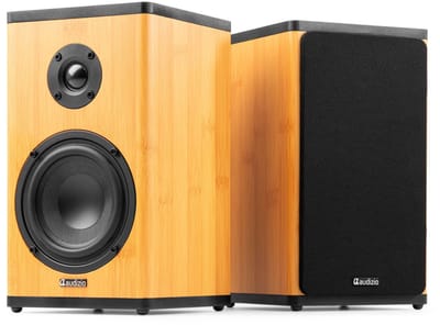 Draadloze speakers - Audizio BS20 speakerset - Luidspreker boxen met Bluetooth - Oplaadbare accu - Bamboe
