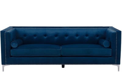 AVALDSENES - Chesterfield bank 2-zits - Marineblauw - Fluweel