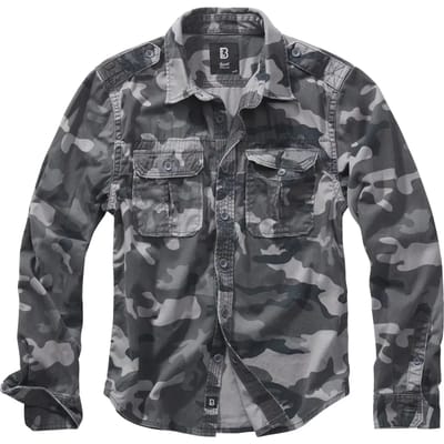 Brandit Vintage Shirt Longsleeve Grey Camo Overhemd Heren