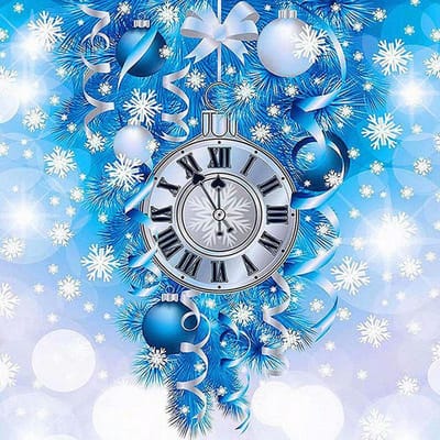 Peinture diamant 5D à faire soi-même, point de Ross, horloge de noël, broderie circulaire, fil d'aiguille, peinture strass 30X30CM blue