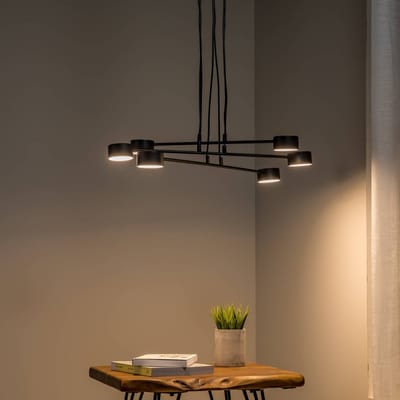 EMIBIG LIGHTING Hanglamp Modus 6, staal, 6-lamps, GX 53, zwart